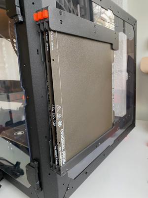 Expandable Steel Sheet Holder for Prusa Enclosure with Seesaw Eject Button Mechanism