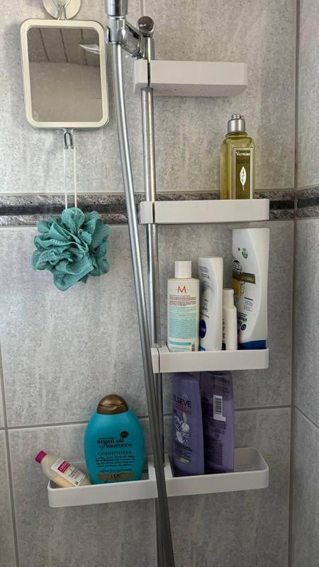 Shelf for shower head rail