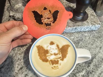 Perfect Krusty the Clown Latte Art Stencil Simpson