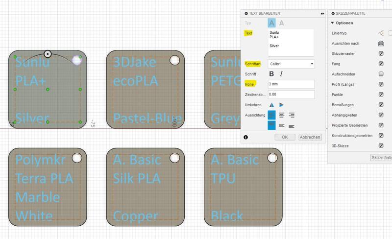 Simple, Bambu inspired, filament swatches/samples (customizable)