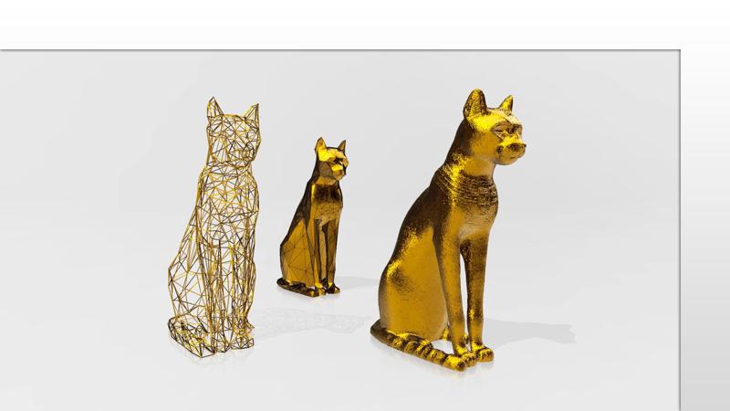 Egypt Cat British Museum - LowPoly - Wireframe 3D Model Print
