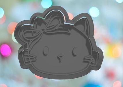 Halloween Black Cat With Bow Cookie Cutter