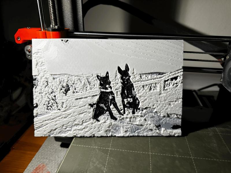 Litophane winter Dog Shepherd