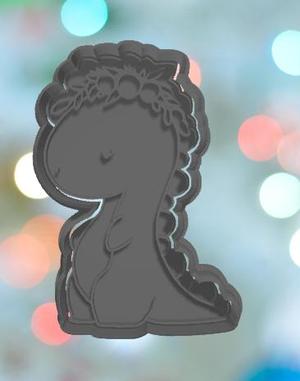 Dinosaurs Trex With Florals Cookie Cutter