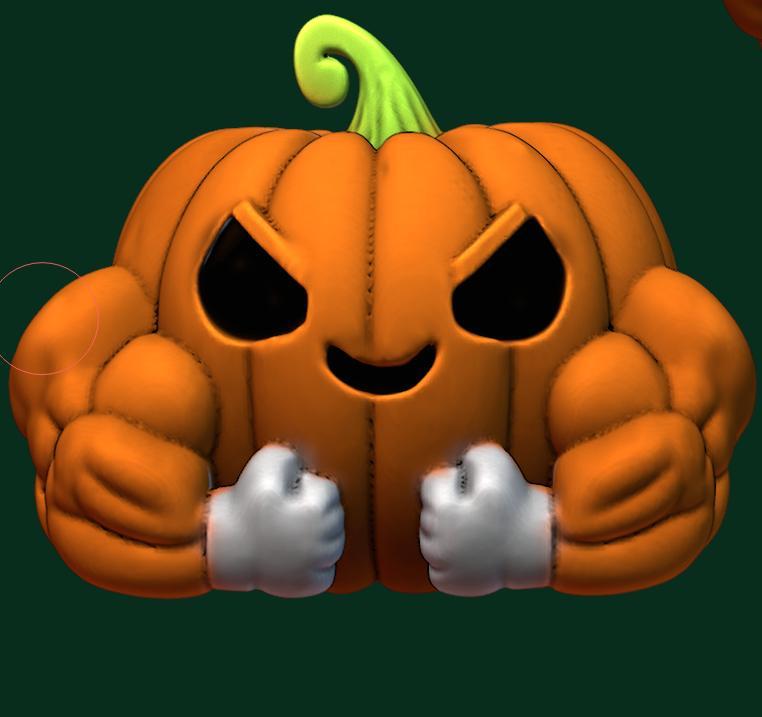 muscular pumpkin with annoying face.1.