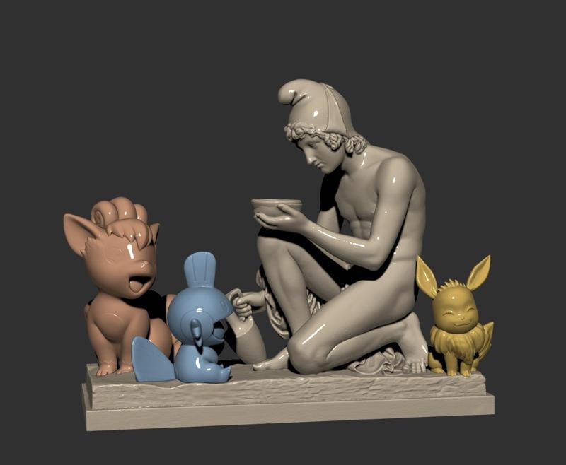 Ganymede accompanied by Pokemon fan art