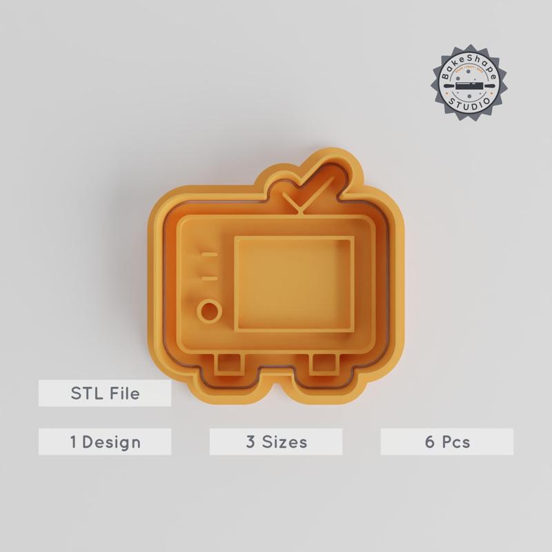 Retro TV Cookie Cutter & Stamp Set, Perfect for Cookies & Fondant, Includes Multiple Sizes, Vintage Television Baking Tool Collection PRODUCT_4981