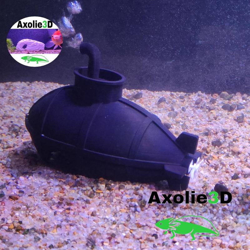 DECORATION FOR FISH TANK - SUBMARINE WITH MOVABLE PROPELLER