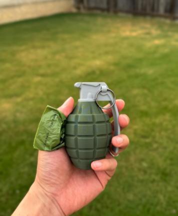 Grenade Dog Poop Bag Holder｜Funny Dog Waste Bag Container with Metal Ring Attachment｜Tactical Pet Accessory