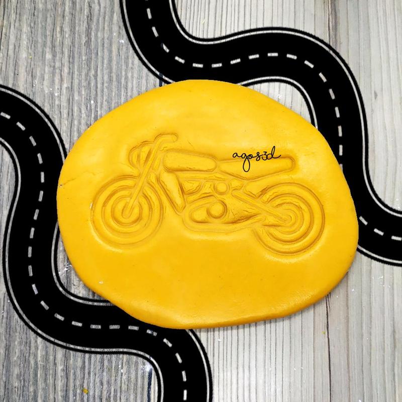street MOTOCYCLE RETRO - SET OF MOTOR CUTTERS. SHORT MASS FONDANT AND VEHICLE CLAY - 9cm