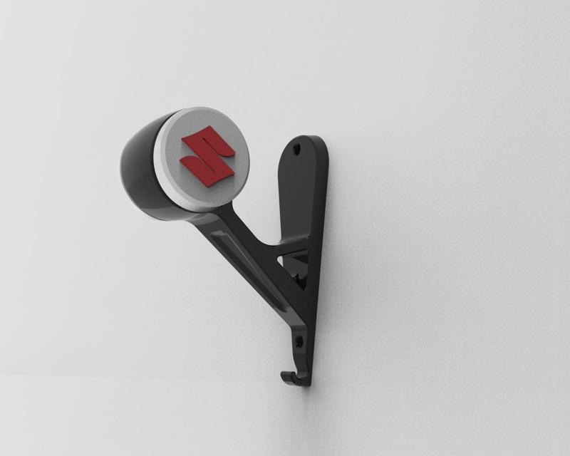 MOTORCYCLE HELMET HOLDER  easy print Suzuki | helmet holder | helmet support | HELMET WALL MOUNTED | Moto HELMET |3D MODEL STL | STL | 3D PRINTING FILE