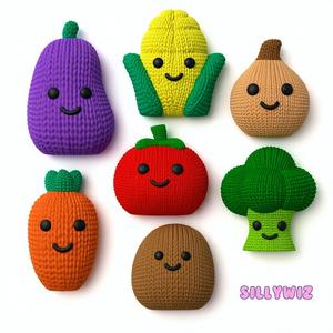 Set of Vegetables - knitted- crochet - No supports