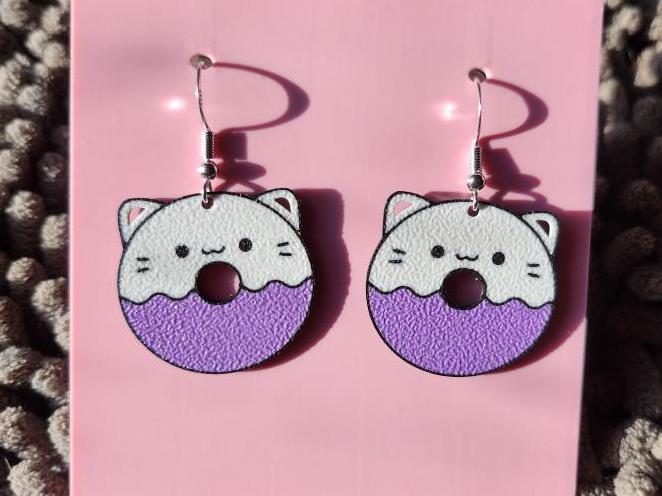 Kawaii Donut cat earrings