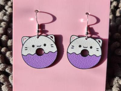 Kawaii Donut cat earrings