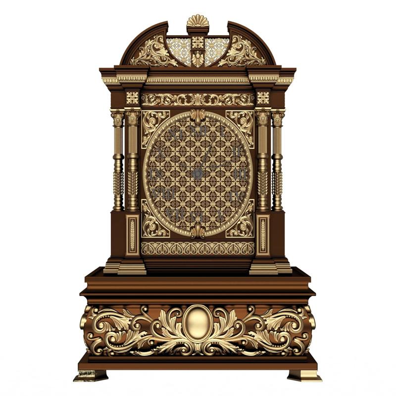 Casket Clock Carved 05 Red