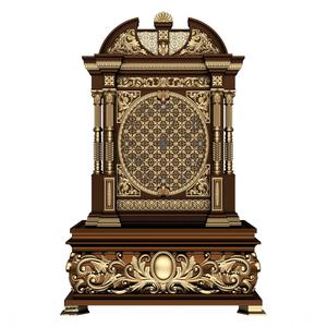 Casket Clock Carved 05 Red
