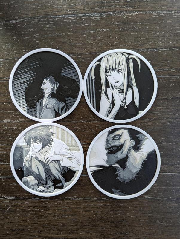 Hueforge Death Note Coaster Set With Holder 