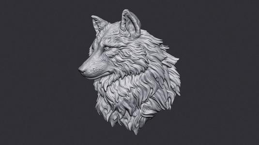 Wolf head bas-relief 3D Model