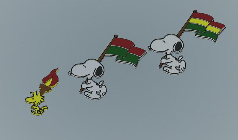 Snoopy Pin (3 models to print 3D)