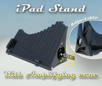 Adjustable iPad Stand with amplifying cone