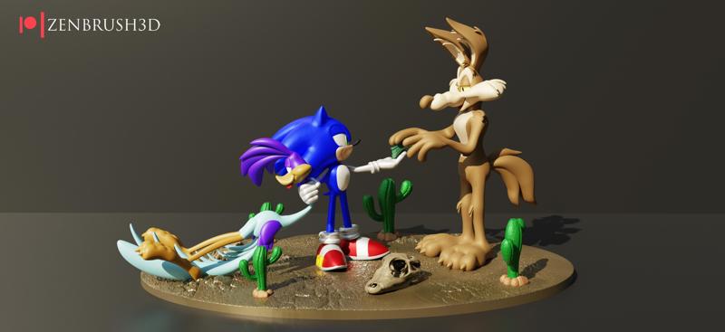 Sonic , Wile E. Coyote And The Road Runner - Looney Tunes 3D PRINTING MODEL STL