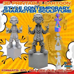 3D Printable Urban Cool Kid Figure (Designer Toy Style)
