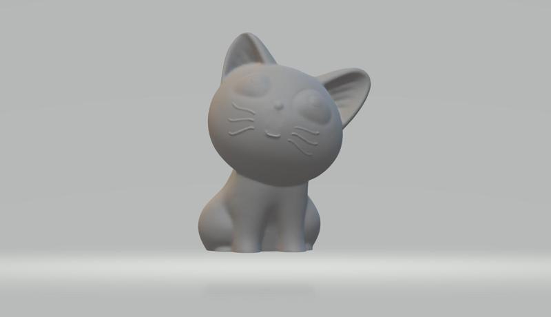 Adorable 3D Printed Cat Figurine