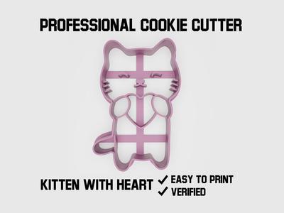 Kitten with heart cookie cutter