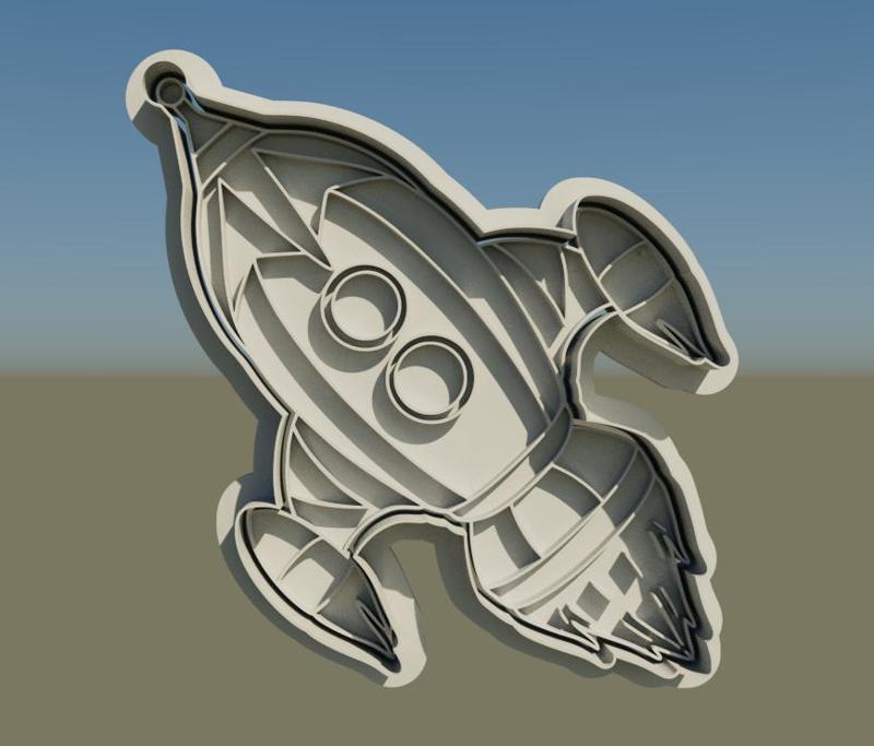 Space Rocket Cookie Cutter and Stamps - Launch Your Baking Adventures Beyond the Stars!