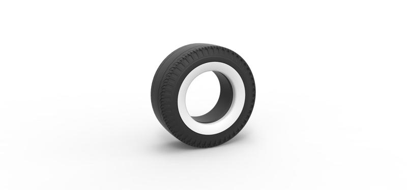 Diecast Whitewall rear tire of vintage dragster Version 2 Scale 1:25