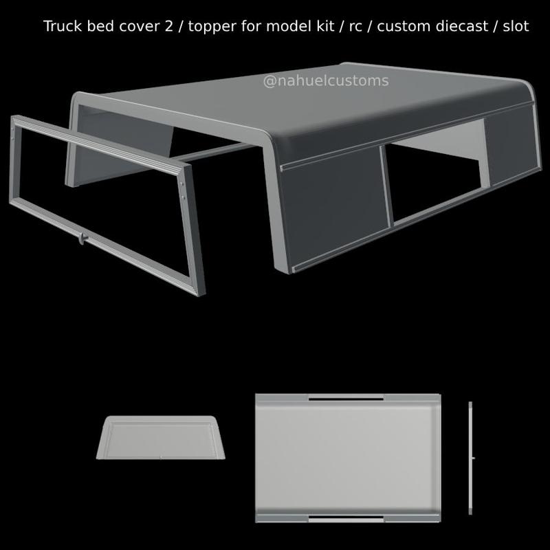 Truck bed cover 2 / topper for model kit / rc / custom diecast / slot