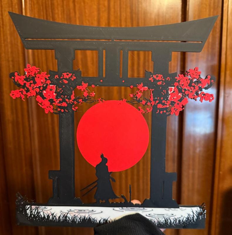 Wall art Samurai and Temple