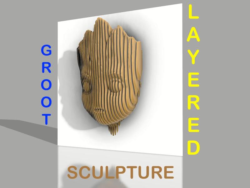 Baby groot layered sculpture