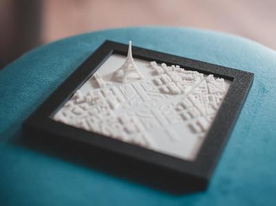 Eiffel Tower 3D City with printable Frame 10x10