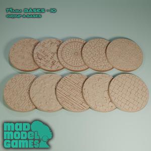 75mm Bases - 10 - Group A, DND character bases, fantasy miniature base, for tabletop minis