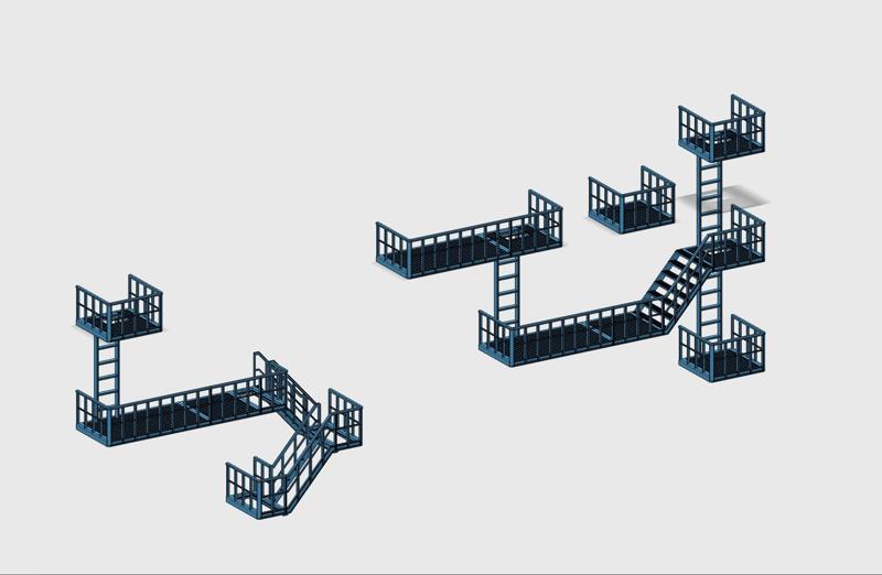 Complete fire escape set, cool design wall shelves to print yourself