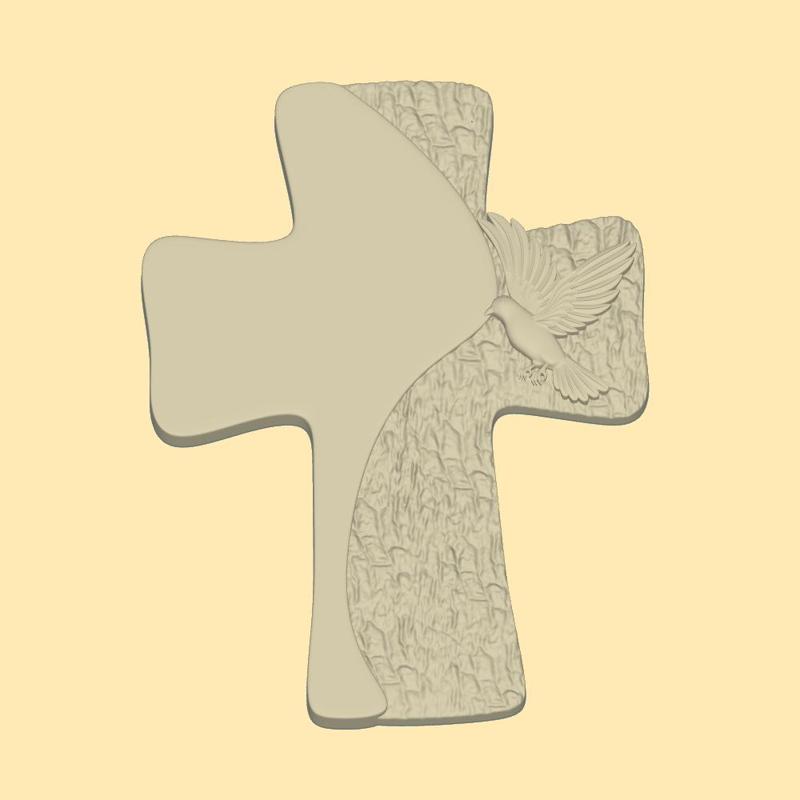 Divine Holy Spirit Cross – Ornamental Relief 3D Wall Plaque