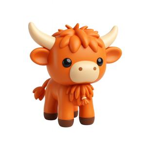 🐮 Cute Highland Bull Figurine - 3D Printable Toy | Kawaii Animal Model | Cow Collectible