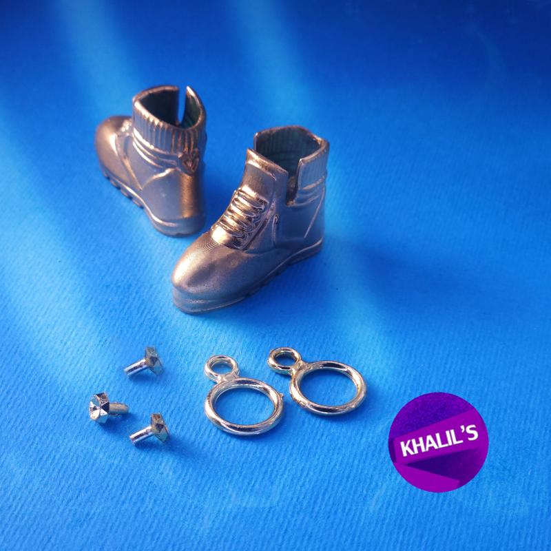 Barbie 80s - 90s,Missed , BOOT, Ring, Earring . *Made for Barbie Dolls ,Rubber feet dolls