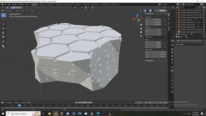 Hexagon Helicoid Interlocking Tile