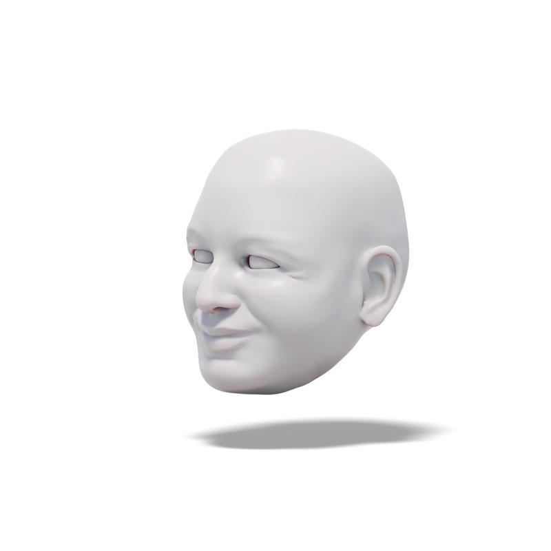 Kind man, 3D model of head (for doll, marionette, puppet)