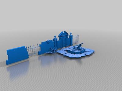 garden wall - terrain - diorama