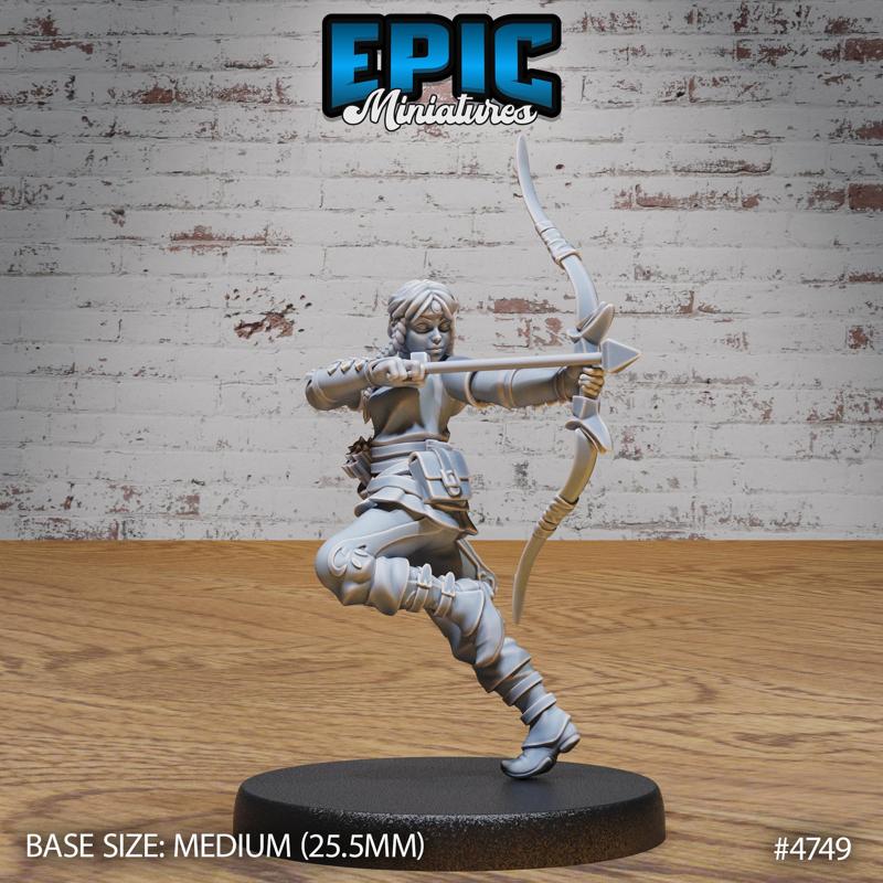 Hunter Girl Bow ‧ DnD Miniature ‧ Tabletop Miniatures ‧ Gaming Monster ‧ 3D Model ‧ RPG ‧ DnDminis ‧ STL FILE