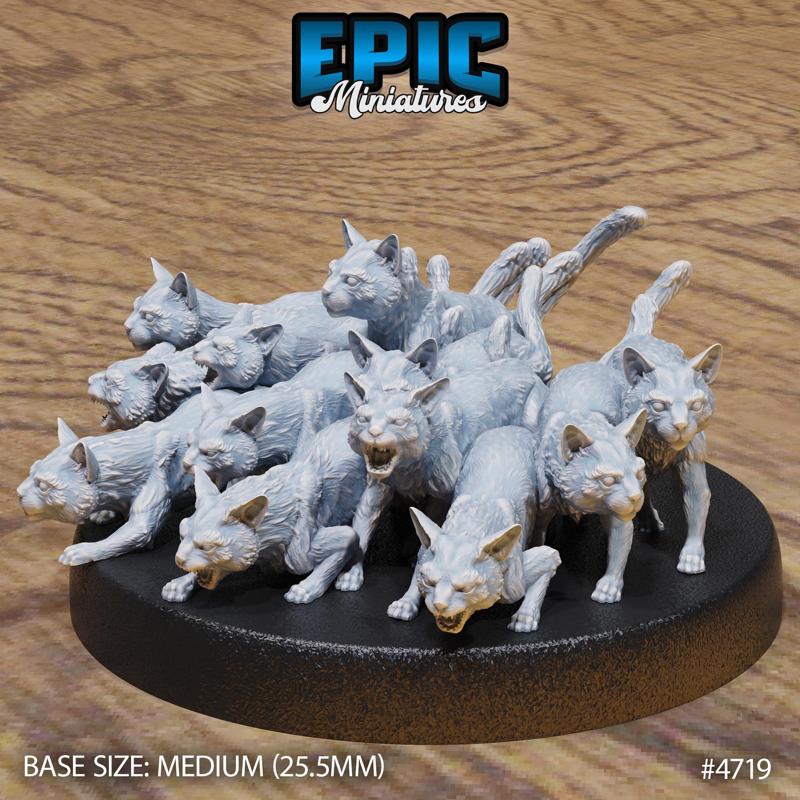 Cat Swarm Big ‧ DnD Miniature ‧ Tabletop Miniatures ‧ Gaming Monster ‧ 3D Model ‧ RPG ‧ DnDminis ‧ STL FILE