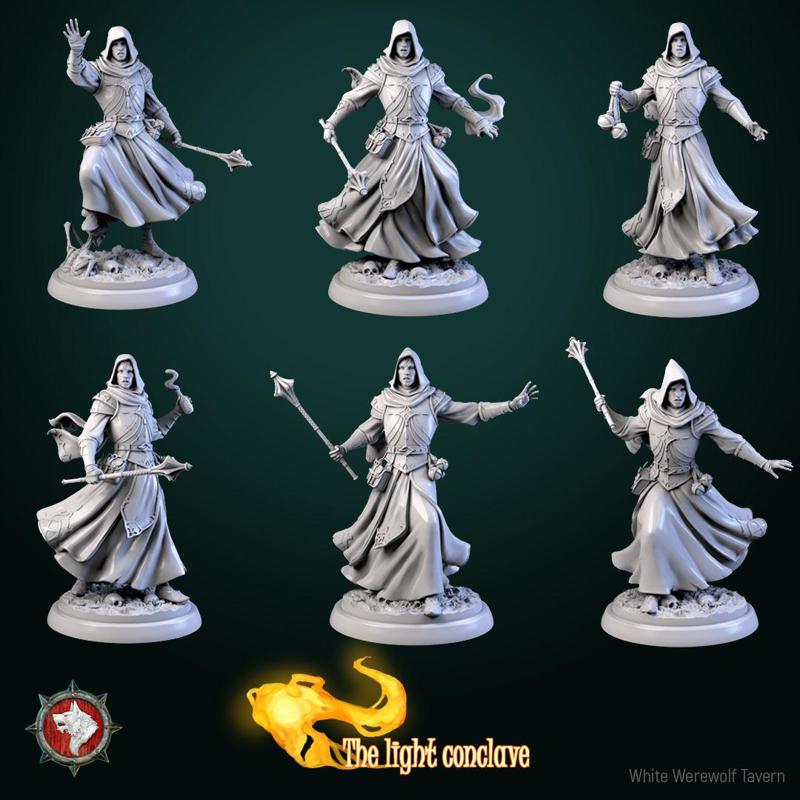 Masked clerics set 6 miniatures 32mm pre-supported