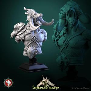 Lizardfolk Warlord bust pre-supported