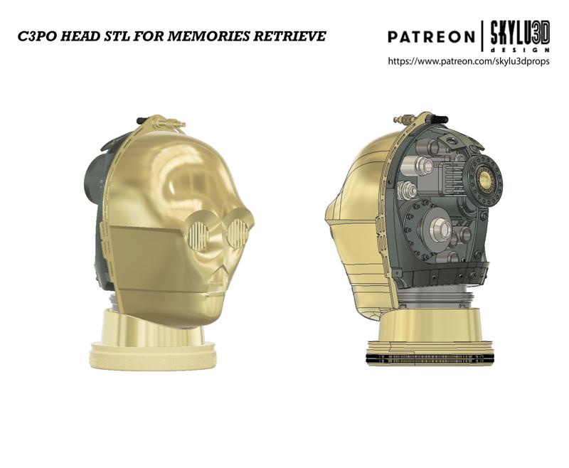 C3PO Memories Retrieve Head Life size STL 3D print model