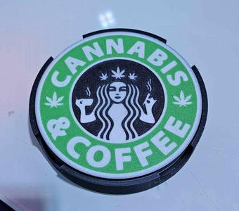 CANNABIS AND COFFEE COASTER SET AND HOLDER