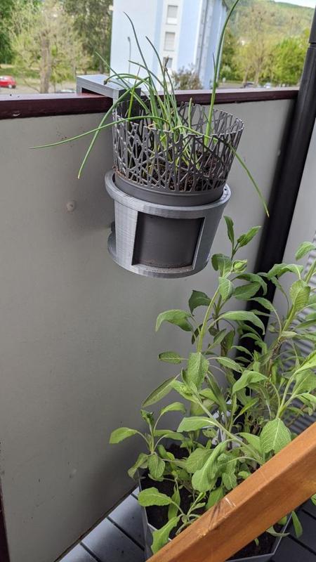 Vase pot for balcony with hook