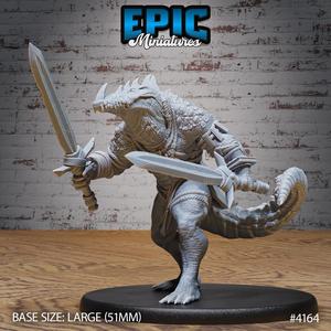 Crocodile Champion Swords ‧ DnD Miniature ‧ Tabletop Miniatures ‧ Gaming Monster ‧ 3D Model ‧ RPG ‧ DnDminis ‧ STL FILE